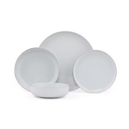 Jídelní sada 24 ks bílá/zlatá/porcelán