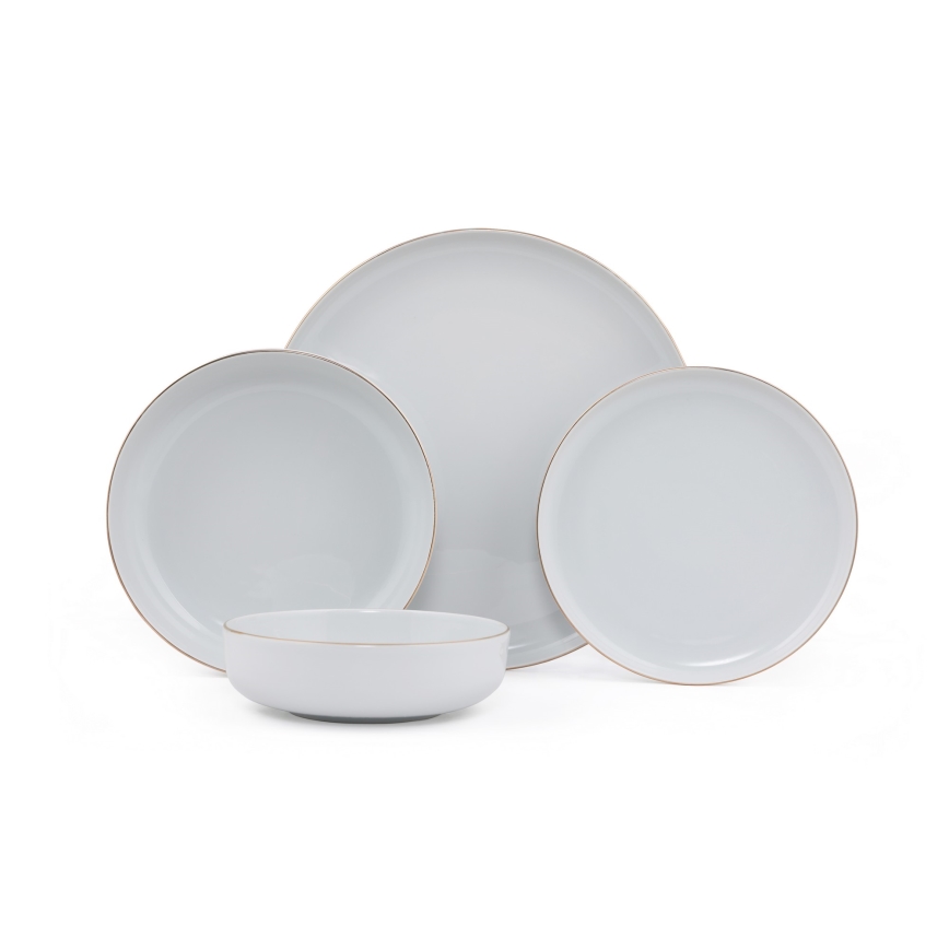 Jídelní sada 24 ks bílá/zlatá/porcelán