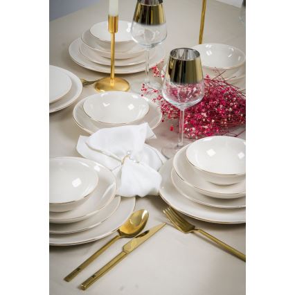 Jídelní sada 24 ks bílá/zlatá/porcelán