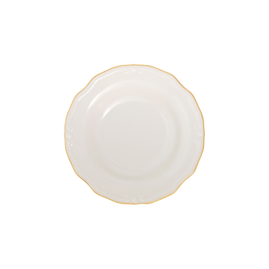 Jídelní sada 24 ks bílá/zlatá/porcelán