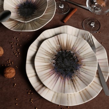 Jídelní sada 24 ks hnědá/porcelán