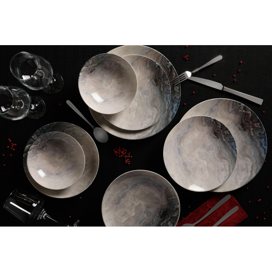 Jídelní sada 24 ks hnědá/porcelán