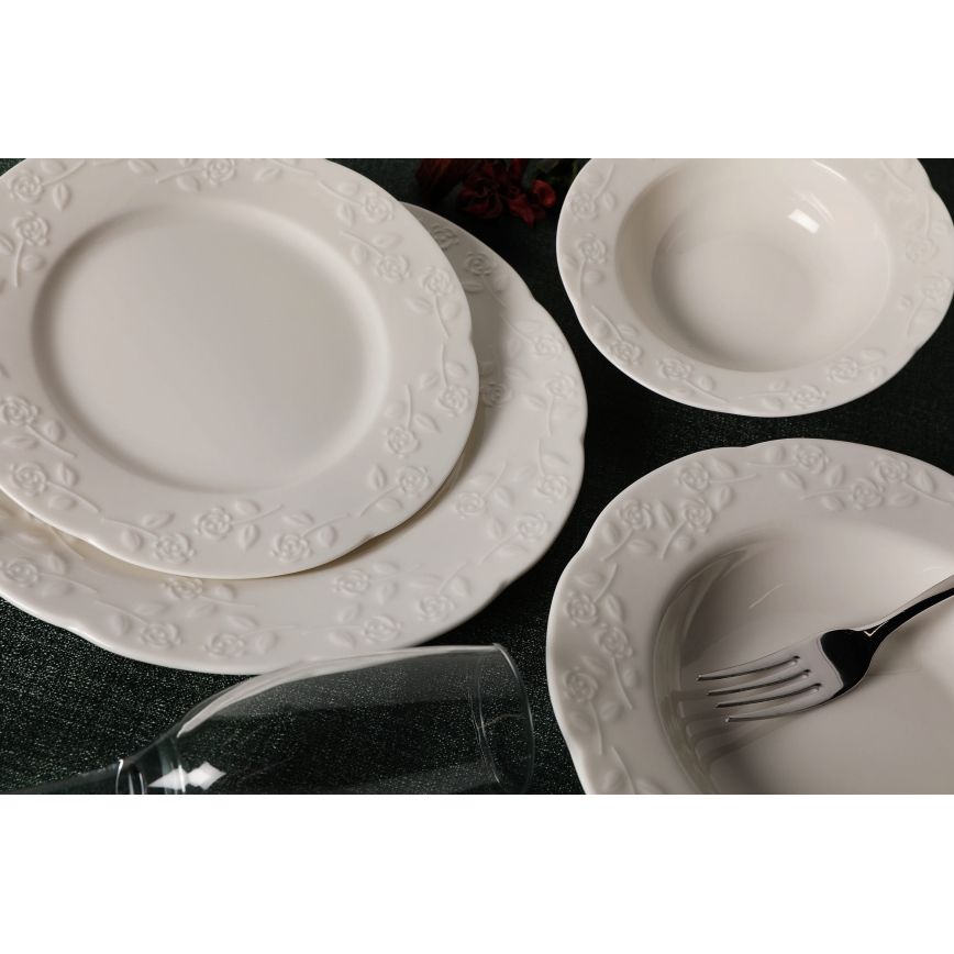 Jídelní sada 24 ks krémová/porcelán