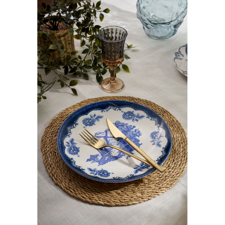 Jídelní sada 24 ks modrá/bílá/porcelán
