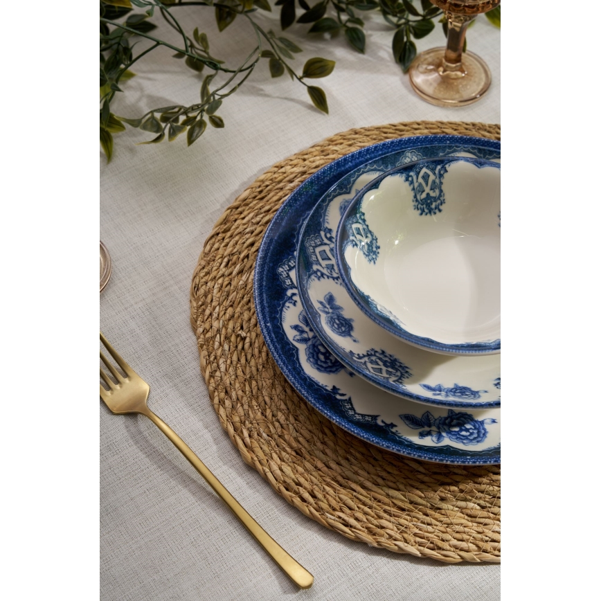 Jídelní sada 24 ks modrá/bílá/porcelán