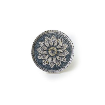 Jídelní sada 24 ks modrá/krémová/kamenina