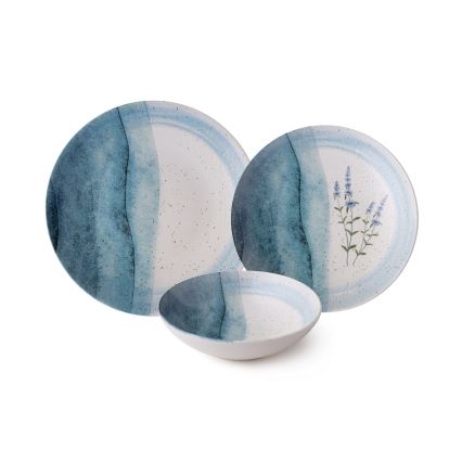 Jídelní sada 24 ks modrá/krémová/porcelán