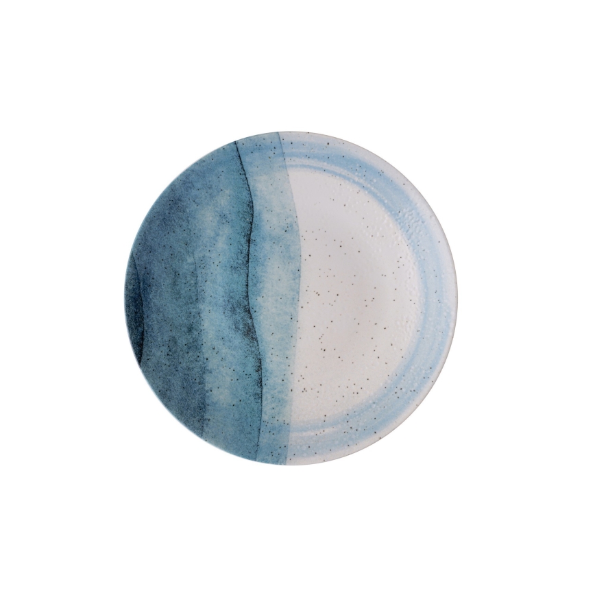 Jídelní sada 24 ks modrá/krémová/porcelán