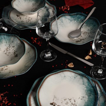 Jídelní sada 24 ks modrá/porcelán