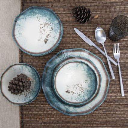 Jídelní sada 24 ks modrá/porcelán