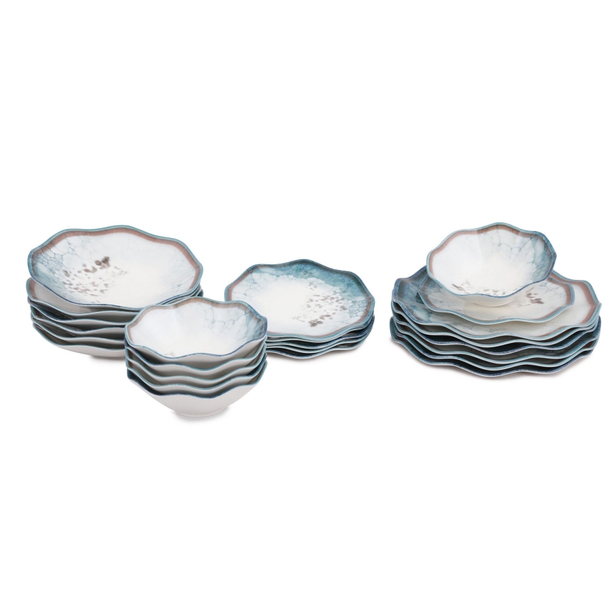 Jídelní sada 24 ks modrá/porcelán