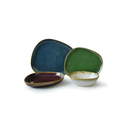 Jídelní sada 24 ks pestrobarevná/kamenina