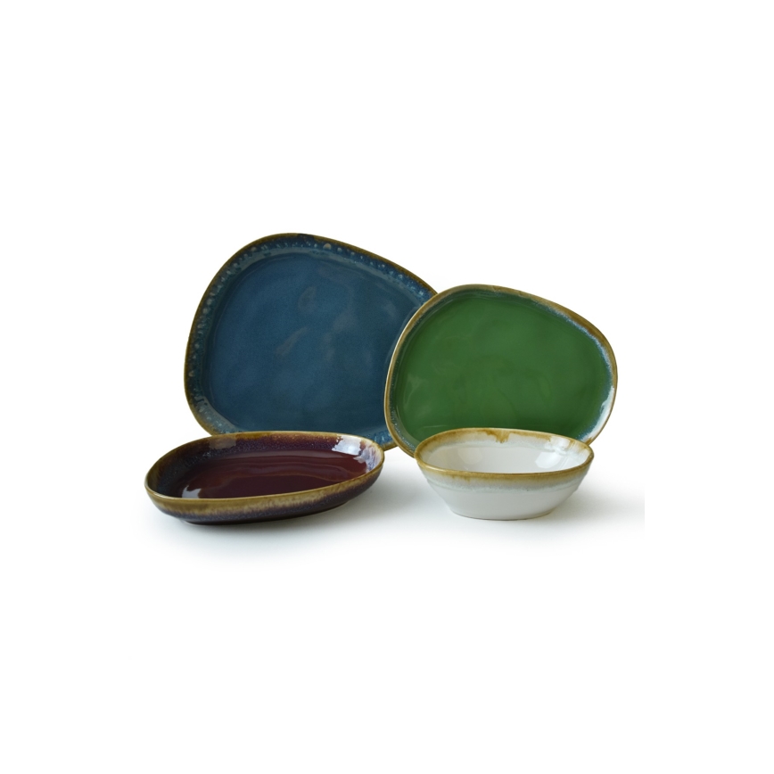 Jídelní sada 24 ks pestrobarevná/kamenina