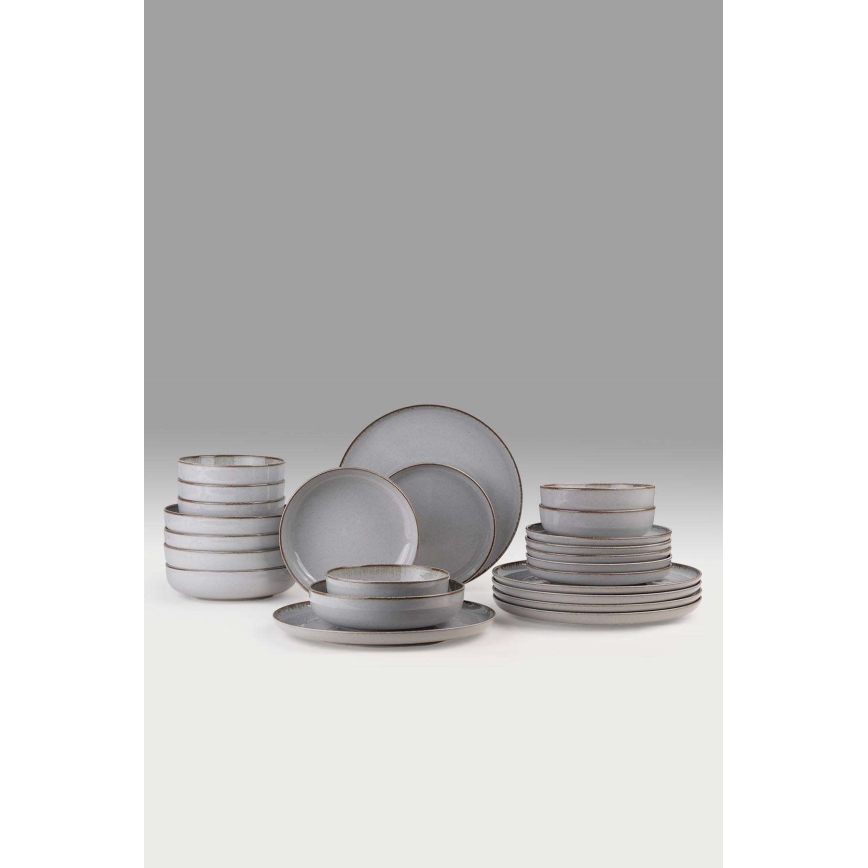 Jídelní sada 24 ks šedá/porcelán