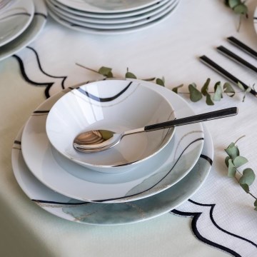 Jídelní sada 24 ks šedá/zelená/porcelán