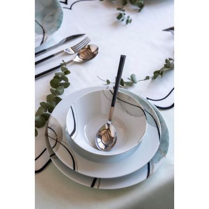 Jídelní sada 24 ks šedá/zelená/porcelán