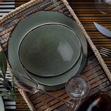 Jídelní sada 24 ks zelená/porcelán