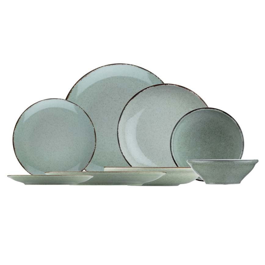 Jídelní sada 24 ks zelená/porcelán