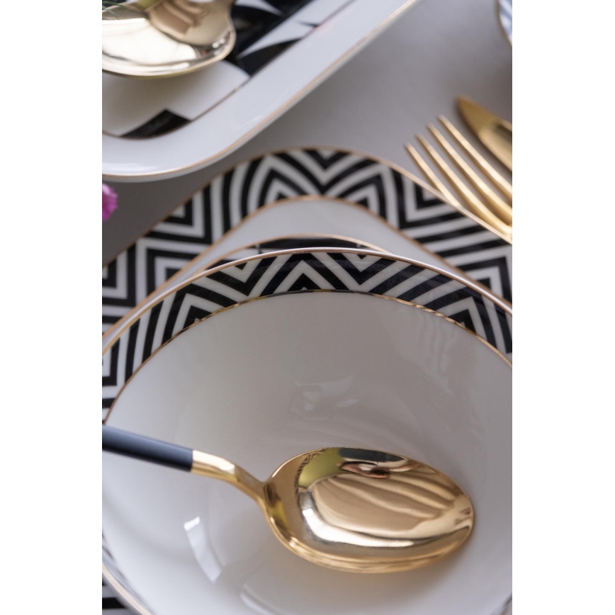 Jídelní sada 26 ks bílá/černá/porcelán
