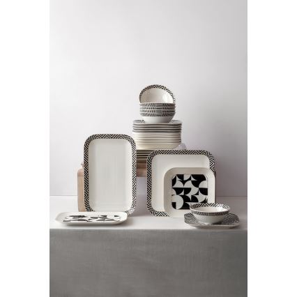 Jídelní sada 26 ks bílá/černá/porcelán