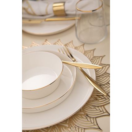 Jídelní sada 26 ks bílá/zlatá/porcelán