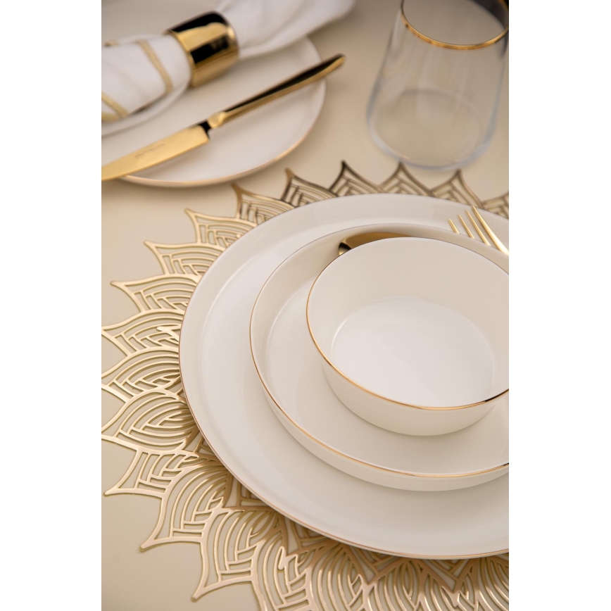 Jídelní sada 26 ks bílá/zlatá/porcelán