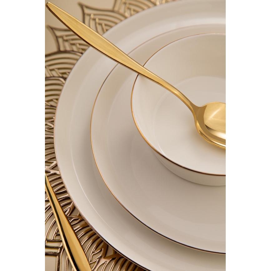 Jídelní sada 26 ks bílá/zlatá/porcelán