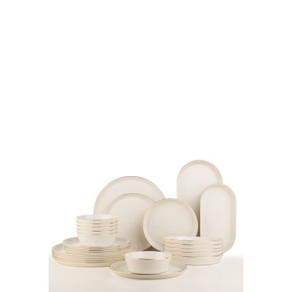 Jídelní sada 26 ks bílá/zlatá/porcelán