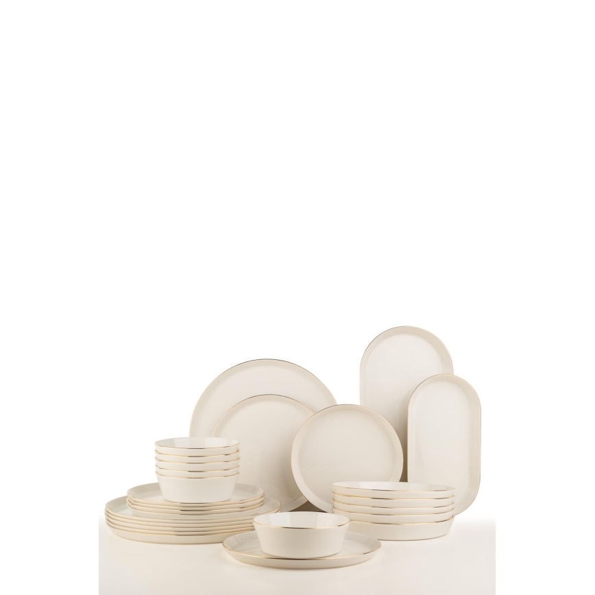 Jídelní sada 26 ks bílá/zlatá/porcelán