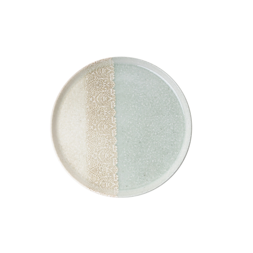 Jídelní sada 27 ks béžová/zelená/porcelán