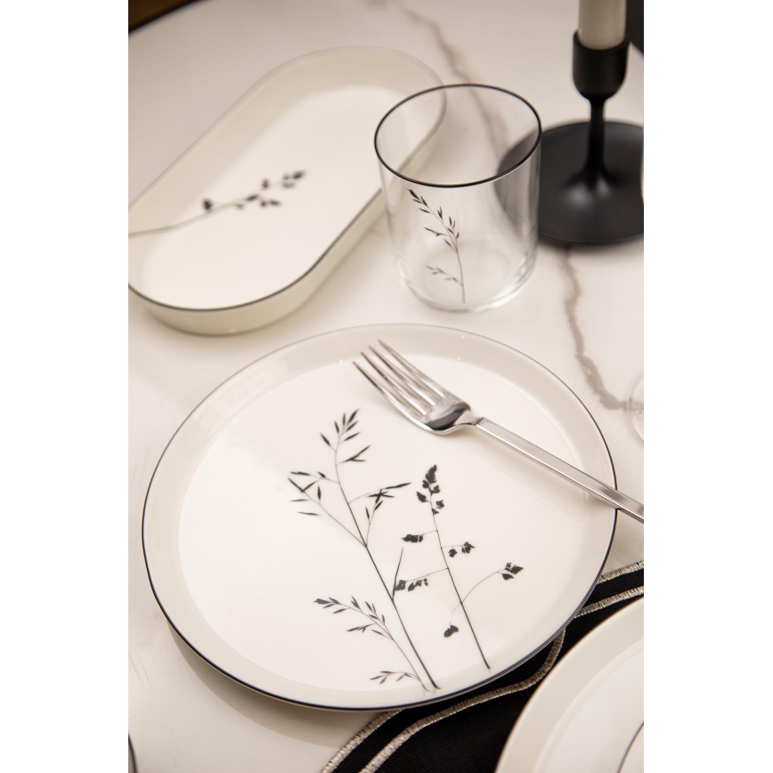 Jídelní sada 27 ks bílá/černá/porcelán