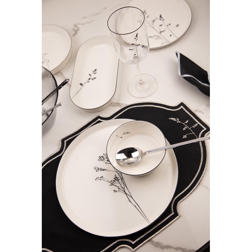Jídelní sada 27 ks bílá/černá/porcelán