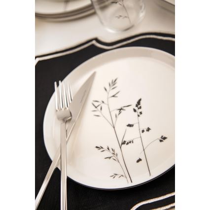 Jídelní sada 27 ks bílá/černá/porcelán