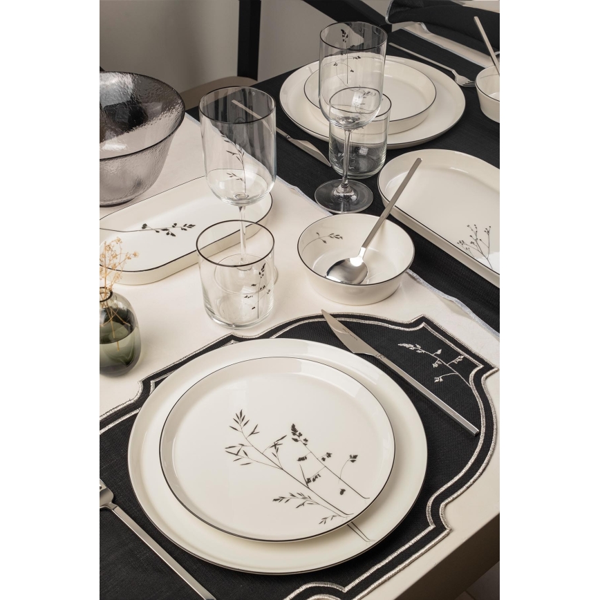 Jídelní sada 27 ks bílá/černá/porcelán