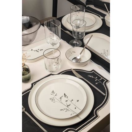 Jídelní sada 27 ks bílá/černá/porcelán