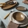 Jídelní sada 27 ks bílá/hnědá/porcelán