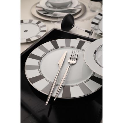 Jídelní sada 27 ks bílá/šedá/porcelán
