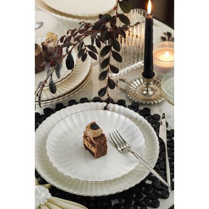 Jídelní sada 27 ks bílá/stříbrná/porcelán