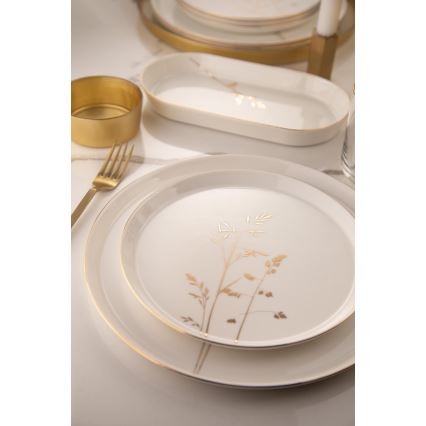 Jídelní sada 27 ks bílá/zlatá/porcelán