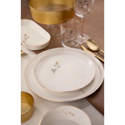 Jídelní sada 27 ks bílá/zlatá/porcelán