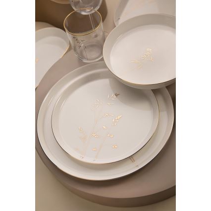 Jídelní sada 27 ks bílá/zlatá/porcelán
