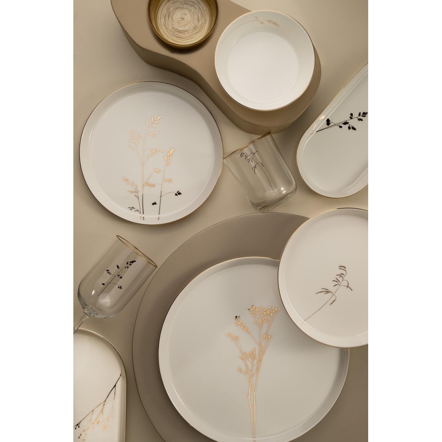 Jídelní sada 27 ks bílá/zlatá/porcelán