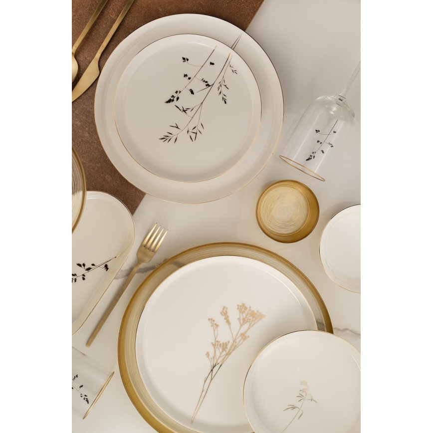 Jídelní sada 27 ks bílá/zlatá/porcelán