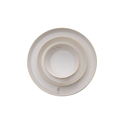 Jídelní sada 27 ks bílá/zlatá/porcelán
