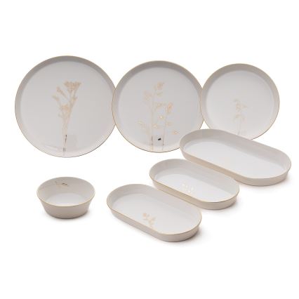 Jídelní sada 27 ks bílá/zlatá/porcelán