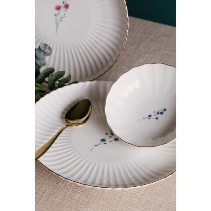 Jídelní sada 27 ks bílá/zlatá/porcelán