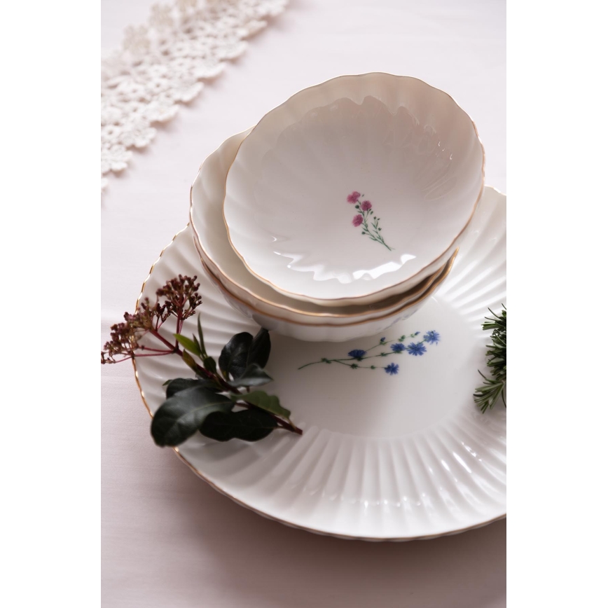 Jídelní sada 27 ks bílá/zlatá/porcelán