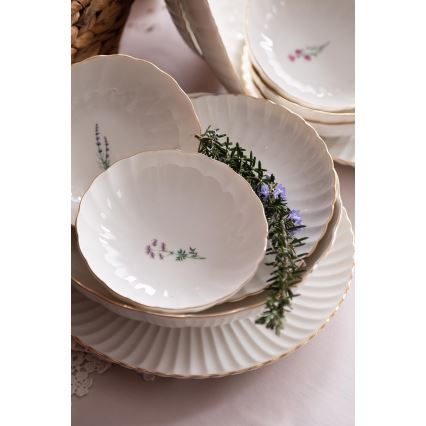 Jídelní sada 27 ks bílá/zlatá/porcelán