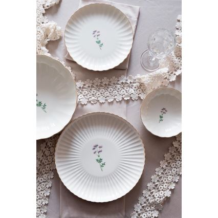 Jídelní sada 27 ks bílá/zlatá/porcelán
