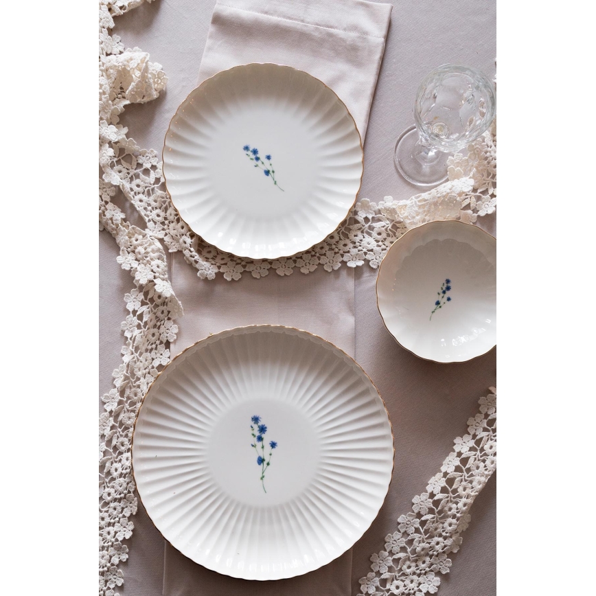 Jídelní sada 27 ks bílá/zlatá/porcelán